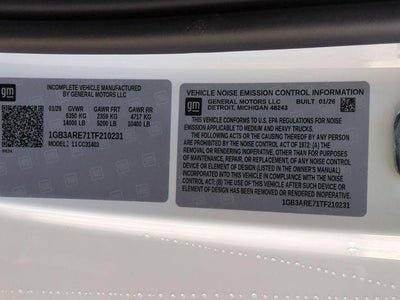 2026 Chevrolet Silverado 3500 HD Chassis Cab 2WD Reg Cab 171" WB, 84.5" CA Work Truck