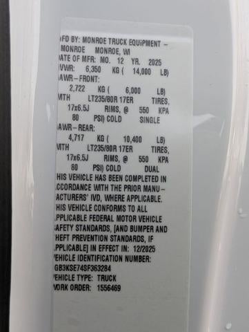 2025 Chevrolet Silverado 3500 HD Chassis Cab 4WD Reg Cab 171" WB, 84.5" CA Work Truck