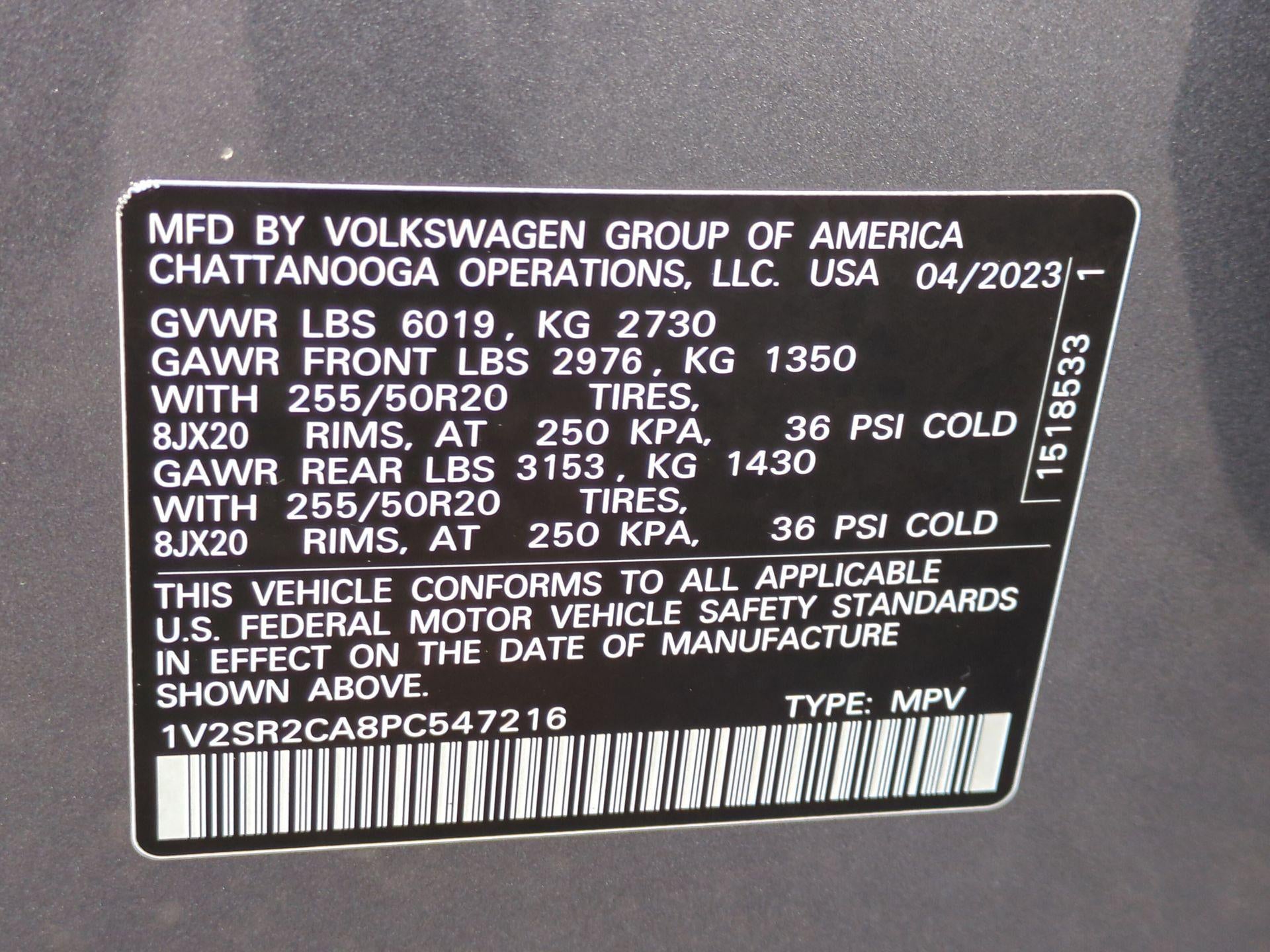 2023 Volkswagen Atlas 3.6L V6 SEL R-Line Black