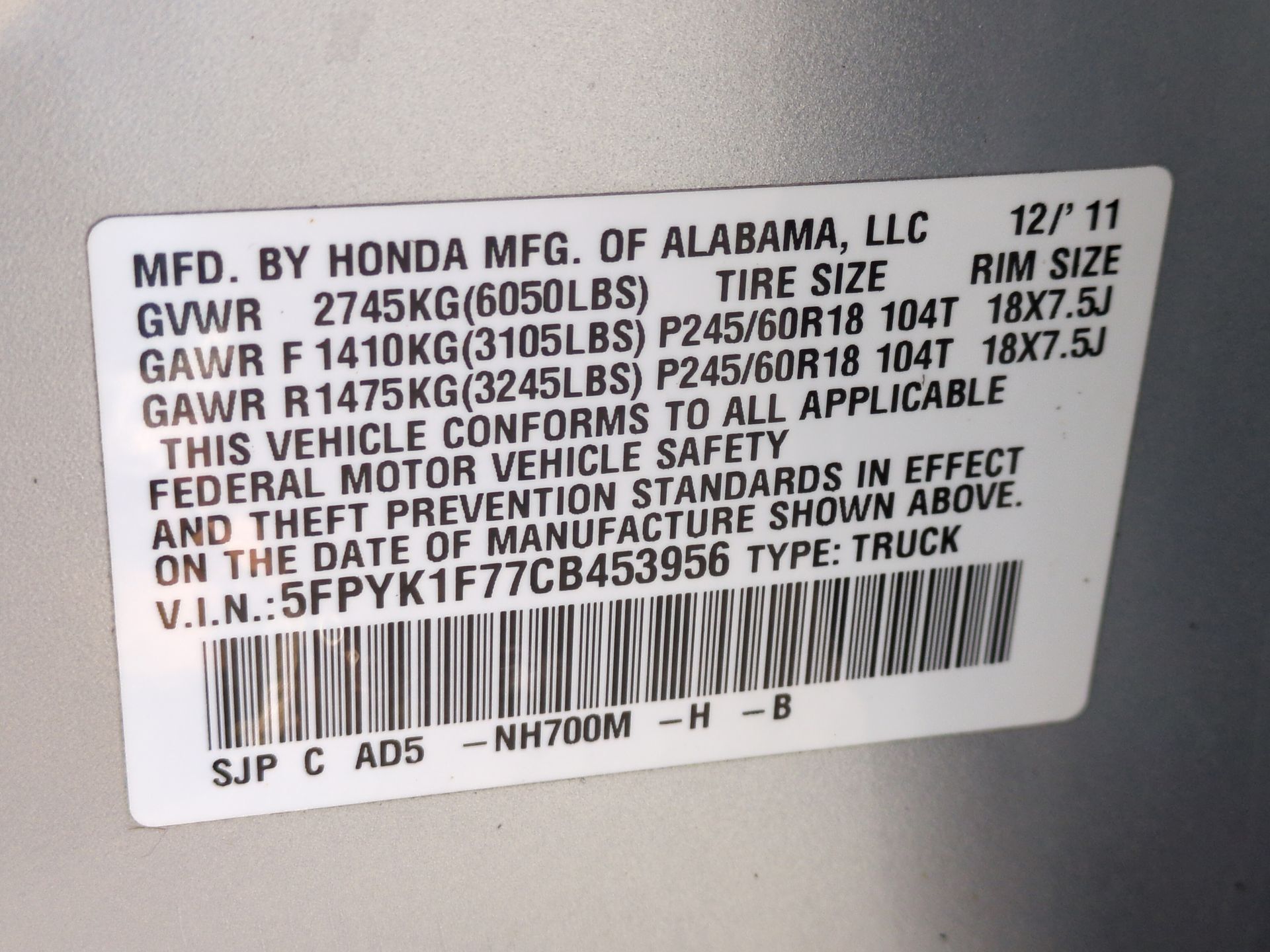 2012 Honda Ridgeline Sport