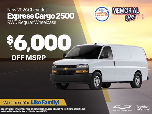 New 2026 Chevy Express Cargo 2500 RWD Regular Wheelbase